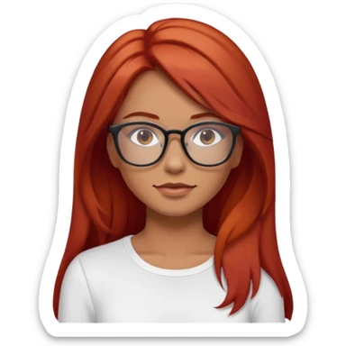 rizada peli roja tono fuerte , trigueña , con lentes y top blanco pelo largo  sticker
