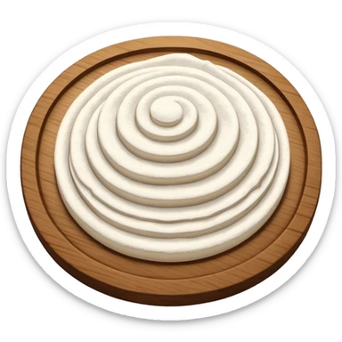 flour on circular wooden plate with curved edges sticker