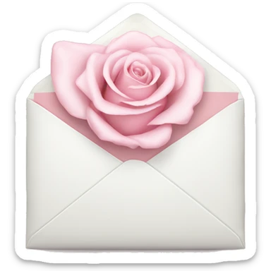 White envelope with light pink rose sticker