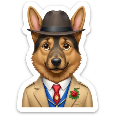 German Sheppard in Kentucky derby outfit sticker