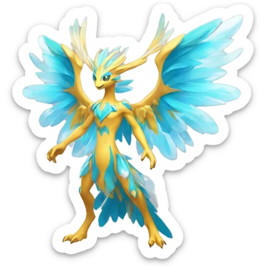 Celestial Godly Crystallic Colorful Vibrant Colors Flying Advanced Fakémon-Legendary-Pokémon-Creature Full Body sticker
