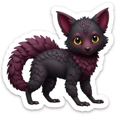 Cute cool realistic black Trico-hybrid-creature dark burgundy (full body) sticker