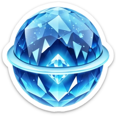 blue planet, Crystal Planet, surface covered in glowing crystals, have ring sticker