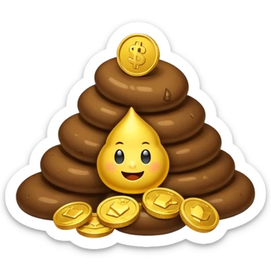 emoji combinant un tas de caca et une pièce d'argent sticker