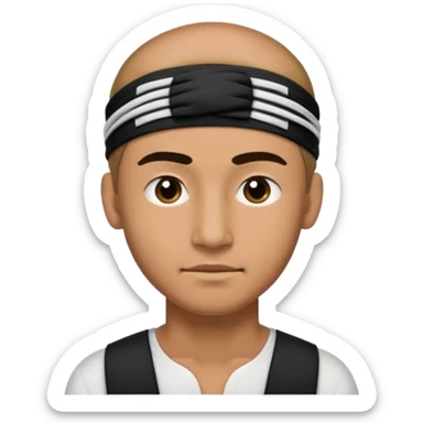 necesito la cara de un hombre con una vincha de color negro en la frente. la vincha tiene que ser angosta y tiene que estar en la frente del hombre, arriba de los ojos y abajo del pelo. sticker