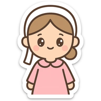Kawaii Amish woman, pink dress, emoji style sticker