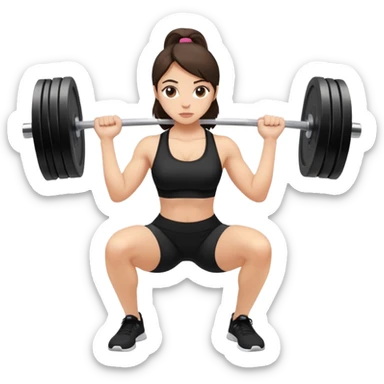 brunete girl doing squats with weight at the gym with all black outfit sticker