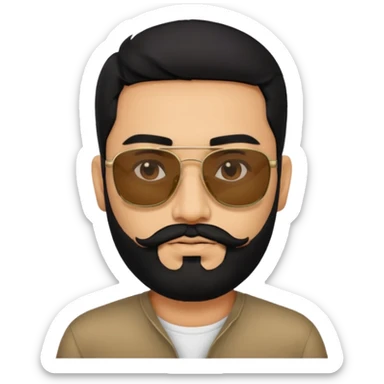 Indian man with  black hair and beard and black sunglasses sticker