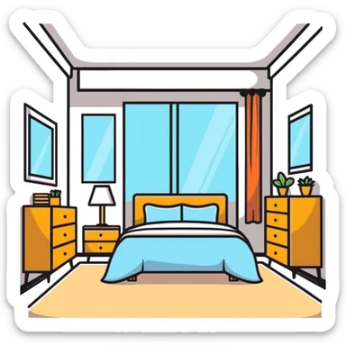 clean minimalist aesthetic bedroom with natural light sticker