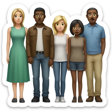 group of people standing in a row sticker