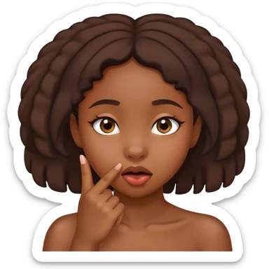 A shy black girl biting her finger out of shyness sticker