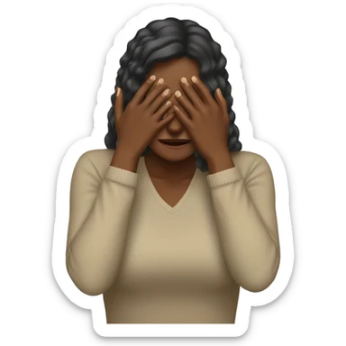 woman hiding his face using hands, overwhelmed sticker