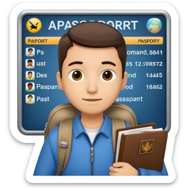 Traveler character with Looking toward a departure board  sticker