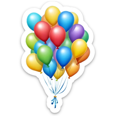 Colorful balloons floating upward in the blue sky sticker