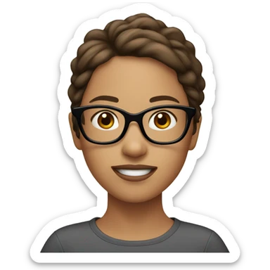 ￼girl with brown hair and black glasses sticker