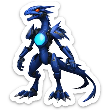  Cool Edgy Black Blue Digimon-Fakemon-Raptor-Dragon-Mecha full body sticker