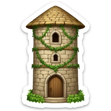 A medieval round tower covered in ivy vines. sticker