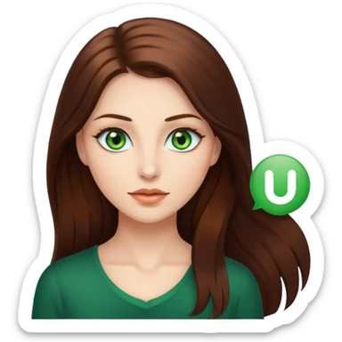 noia molt bonica amb caobells llargs i marrons brillanta i ulls verds sticker