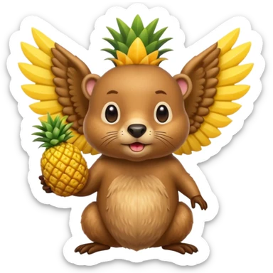 Castoro con le ali e con i capelli a forma di ananas  sticker