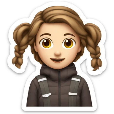 cute ski girl brown hair sticker