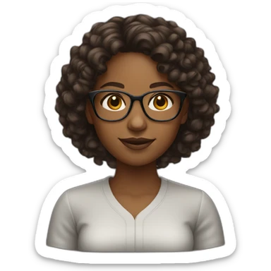 young black woman software engineer with eyeglasses with curly brown hair sticker