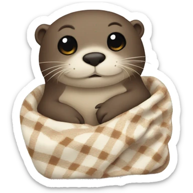 otter cozy in blanket sticker