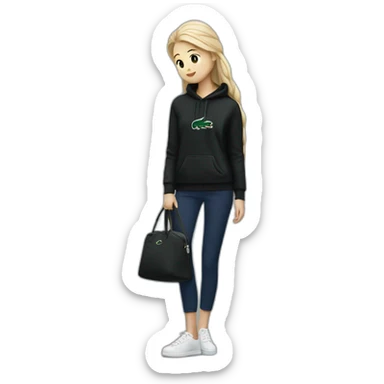 Lacoste bag girl with black lacoste hoodie sticker