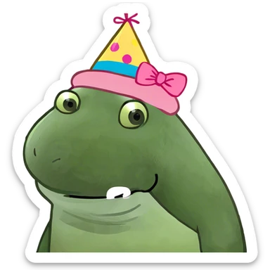 Manatee wearing a party hat pink  bows sticker