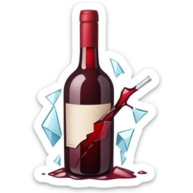 red wine broke glass bottle sticker