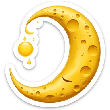 Melting waning crescent moon without any face and should in yellow colour sticker