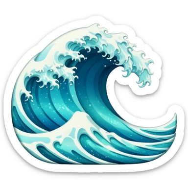 glitter wave ocean surf cian sticker