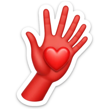 Hand heart emoji with a red heart inside sticker