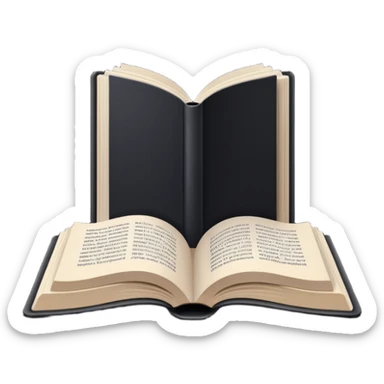 open book with black cover and with completely white pages sticker