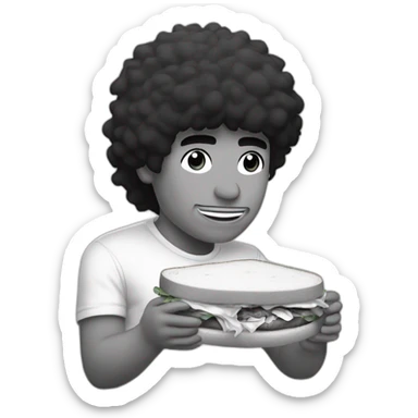 Maradona eating sandwich black and white sticker
