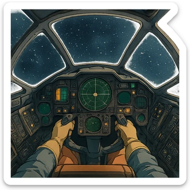 the inside of a spacefighter cockpit sticker
