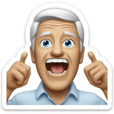 Older man shouting with joy blue eyes sticker