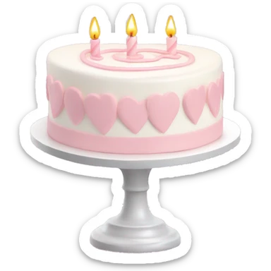 White birthday cake heart light pink sticker