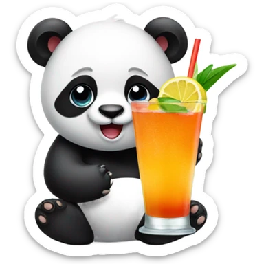 Panda with cocktail sticker