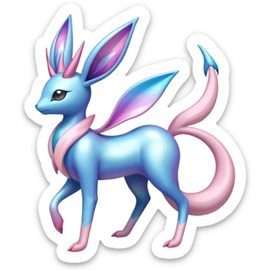 Colorful Shiny Exotic Cresselia-Sylveon-Suicune-Fakémon-hybrid-creature (full body)  sticker