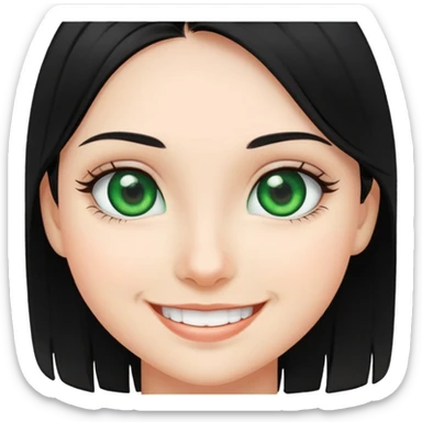 smiling girl, black hair and green eyes sticker