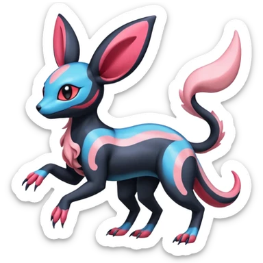 Salandit-Vibrava-Sylveon-Umbreon-fusion-Pokémon-hybrid-creature  sticker