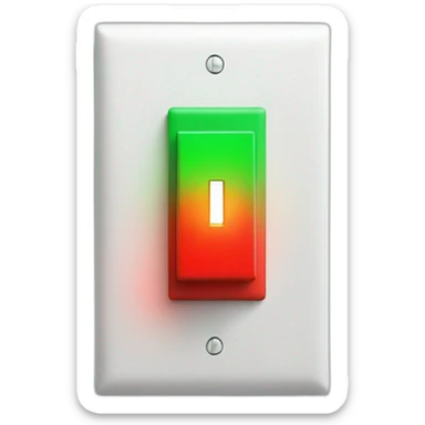 A big red light switch with a green and red light next to it sticker