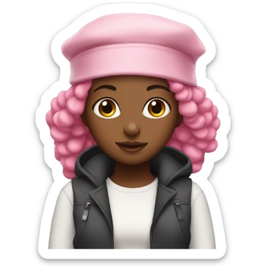 Black girl with pink hair bonnet  sticker