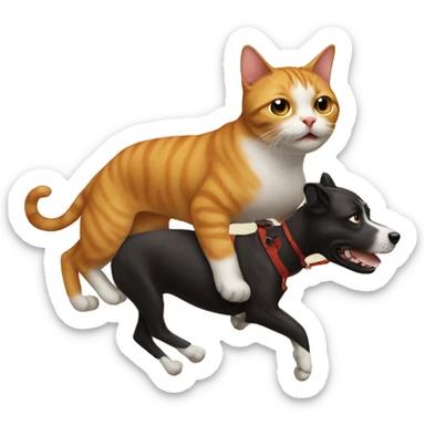Cat riding a dog sticker
