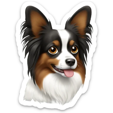 Black brown and white Papillon sticker