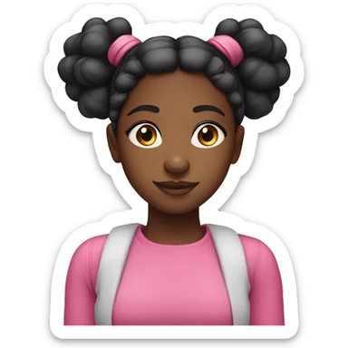 Pretty black girl with two buns and a pink shirt sticker