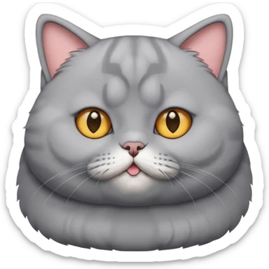 A gray , british Shorthair cat who is a little big and fat sticker