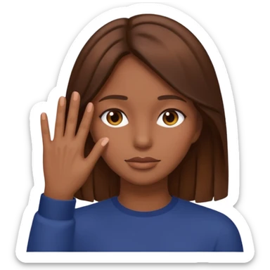 Whole Hand covering entire face woman brown hair sticker