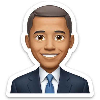 Create Barack Obama in a suit with warm smile & confident pose. sticker