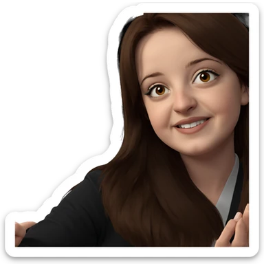 smiling girl with brown hair sticker